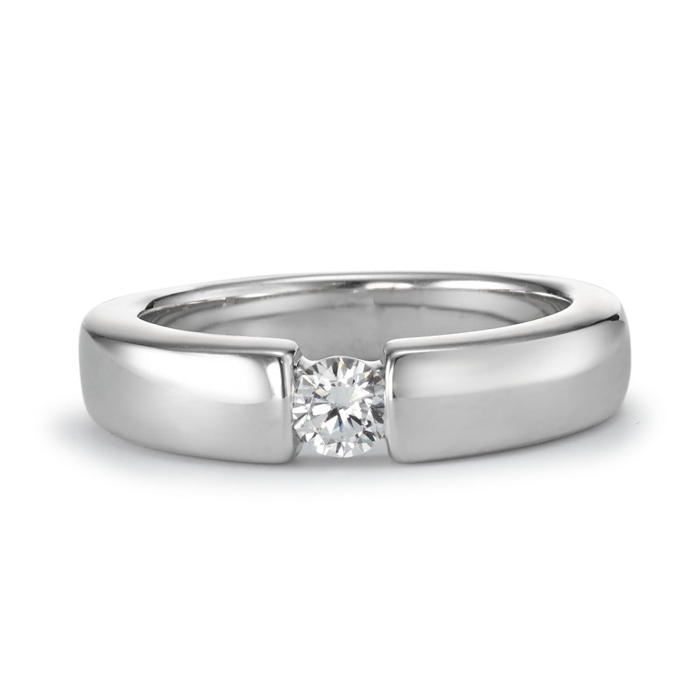 Solitaire ring Silver Zirconia Rhodium plated