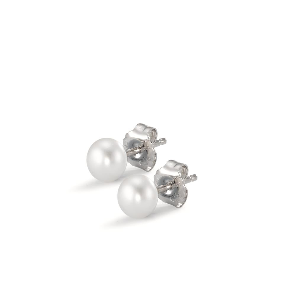 Stud earrings Silver Rhodium plated Freshwater pearl