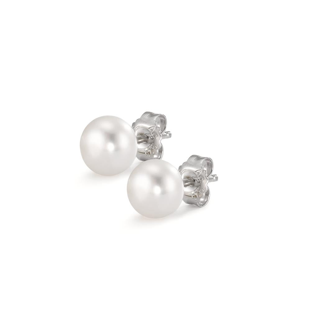 Stud earrings Silver Rhodium plated Freshwater pearl