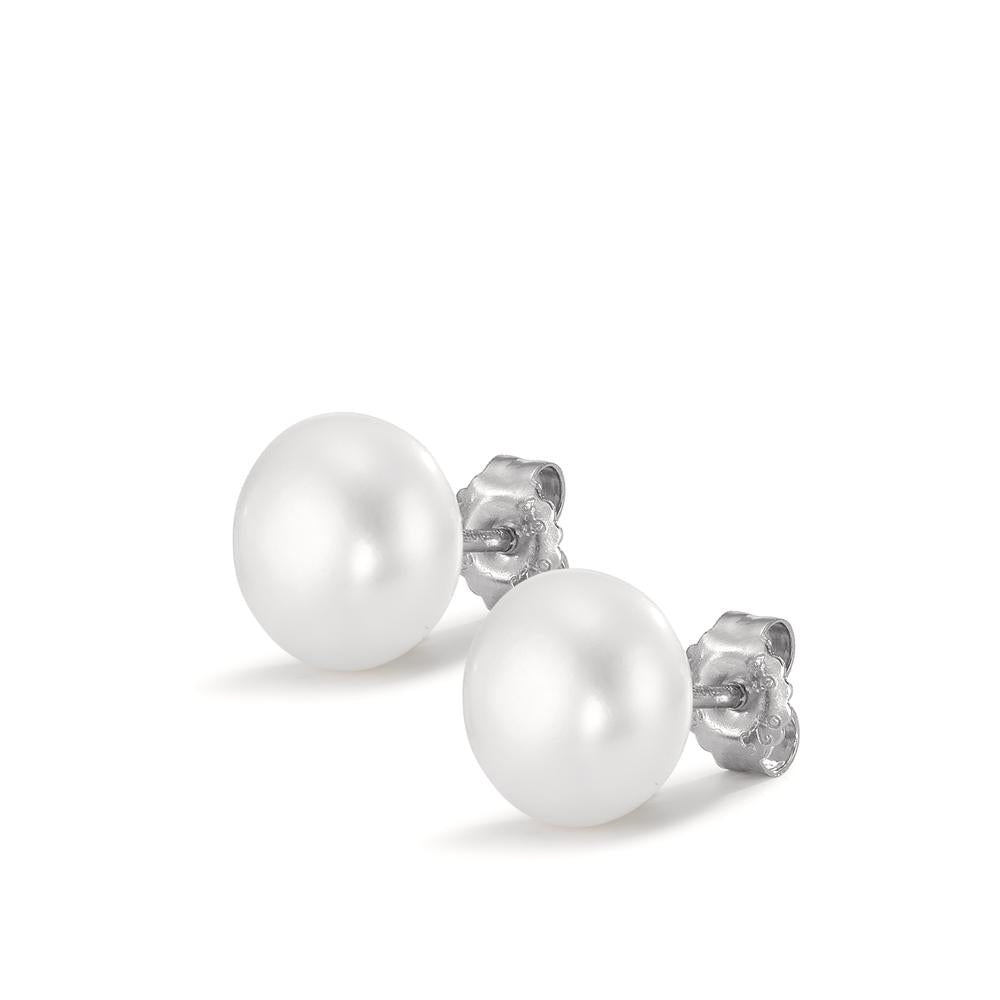 Stud earrings Silver Rhodium plated Freshwater pearl