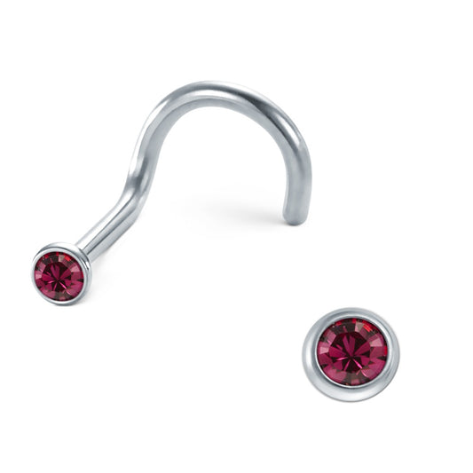 Nose Stud Stainless steel Zirconia Pink Ø2.5 mm