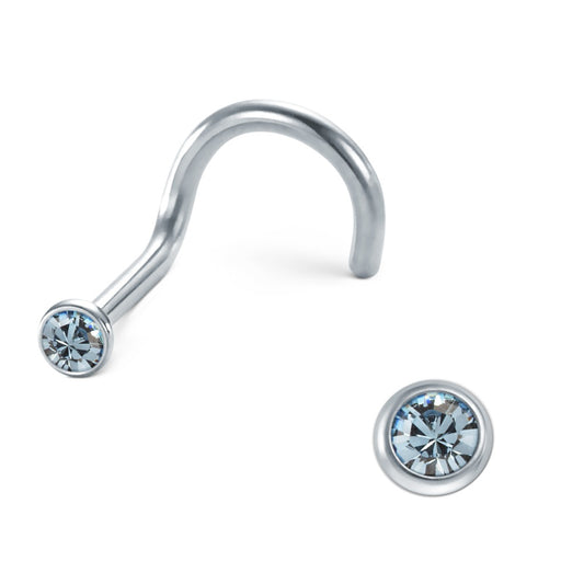 Nose Stud Stainless steel Zirconia Aqua Ø2.5 mm