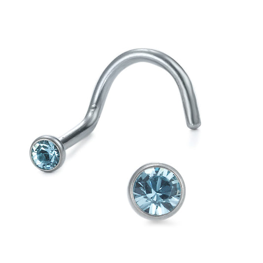 Nose Stud Stainless steel Synthetic Aquamarine Light Blue Ø2.5 mm