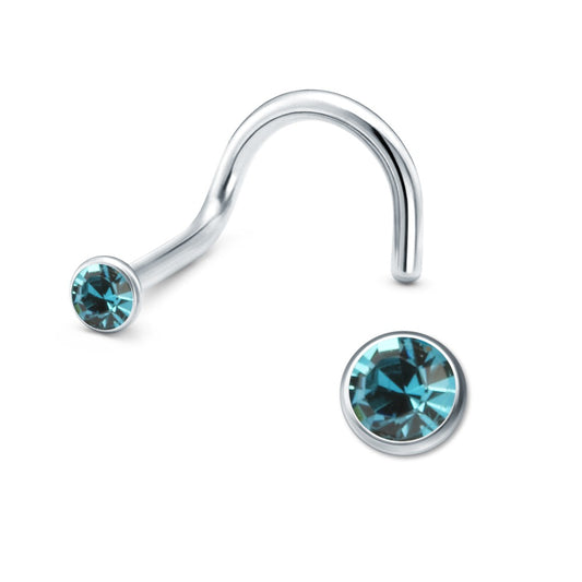 Nose Stud Stainless steel Crystal Turquoise Ø2 mm