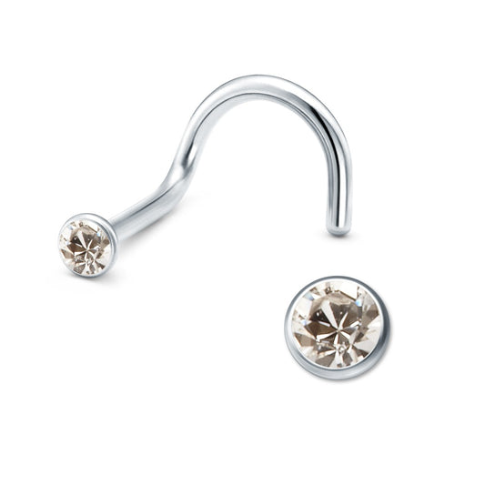 Nose Stud Stainless steel Crystal White Ø2 mm