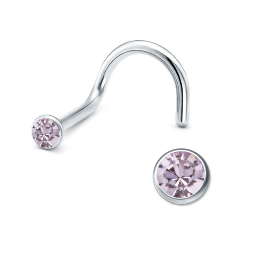 Nose Stud Stainless steel Crystal Violet Ø2 mm