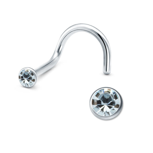 Nose Stud Stainless steel Crystal Aqua Ø2 mm