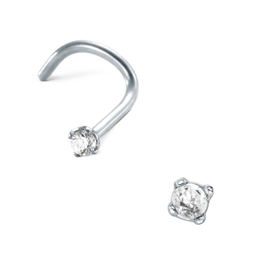 Nose Stud Stainless steel Crystal White Ø2 mm