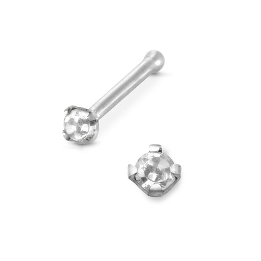 Nose Stud Stainless steel Crystal White Ø2 mm