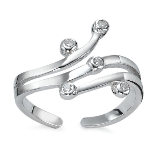 Toe Ring Silver Zirconia Rhodium plated