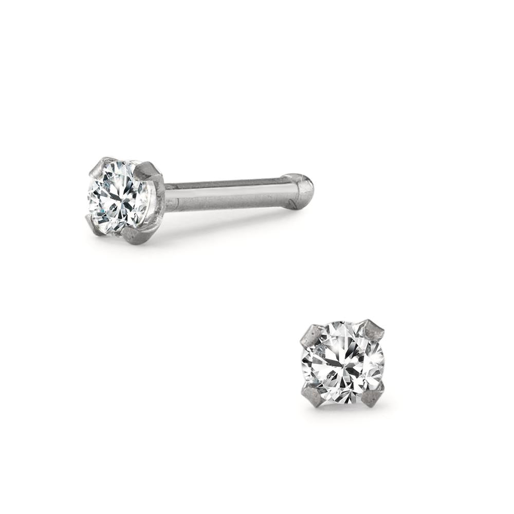 Nose Stud Stainless steel Crystal White Ø2 mm