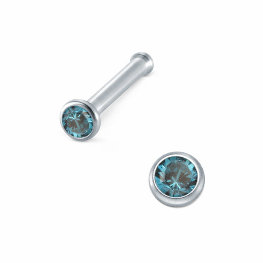 Nose Stud Stainless steel Crystal Blue Ø2 mm