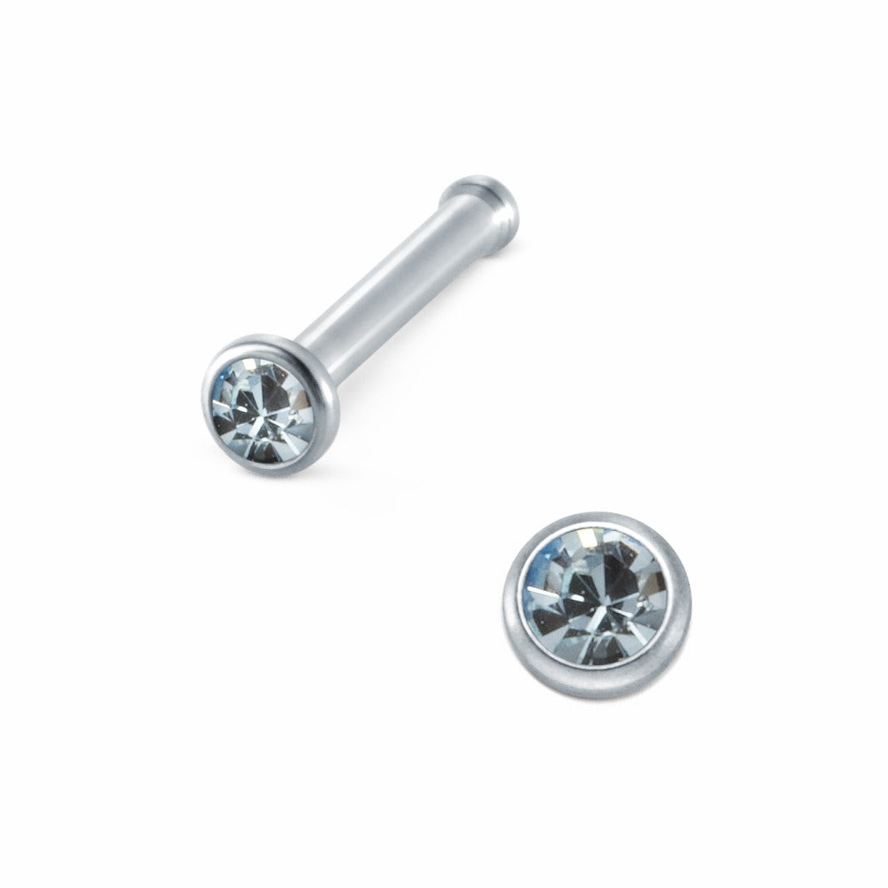 Nose Stud Stainless steel Crystal Aqua Ø2 mm