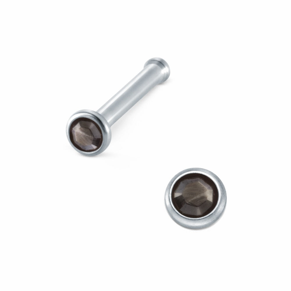 Nose Stud Stainless steel Crystal Black Ø2 mm