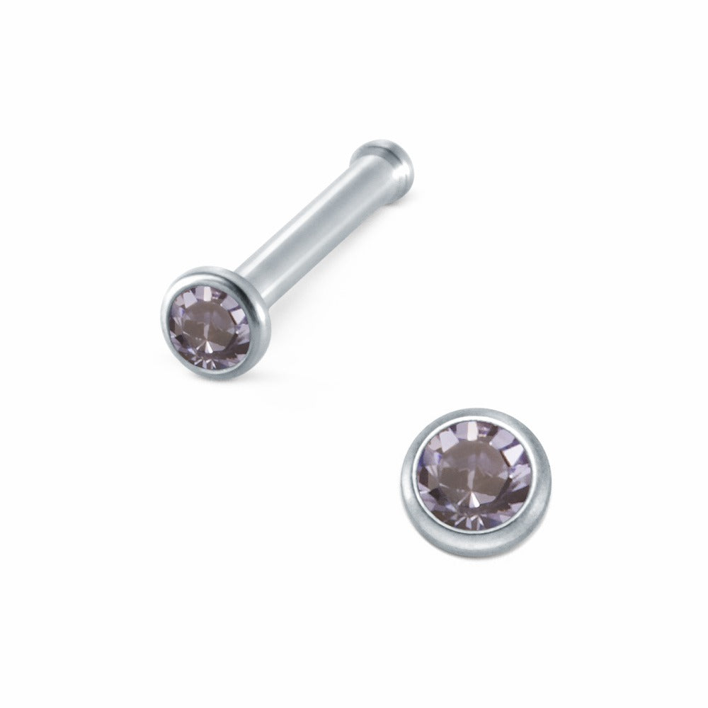 Nose Stud Stainless steel Crystal Blue Ø2 mm