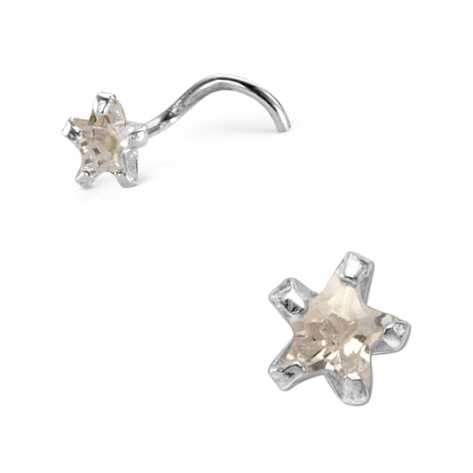 Nose Stud Silver Zirconia White Star Ø3.5 mm