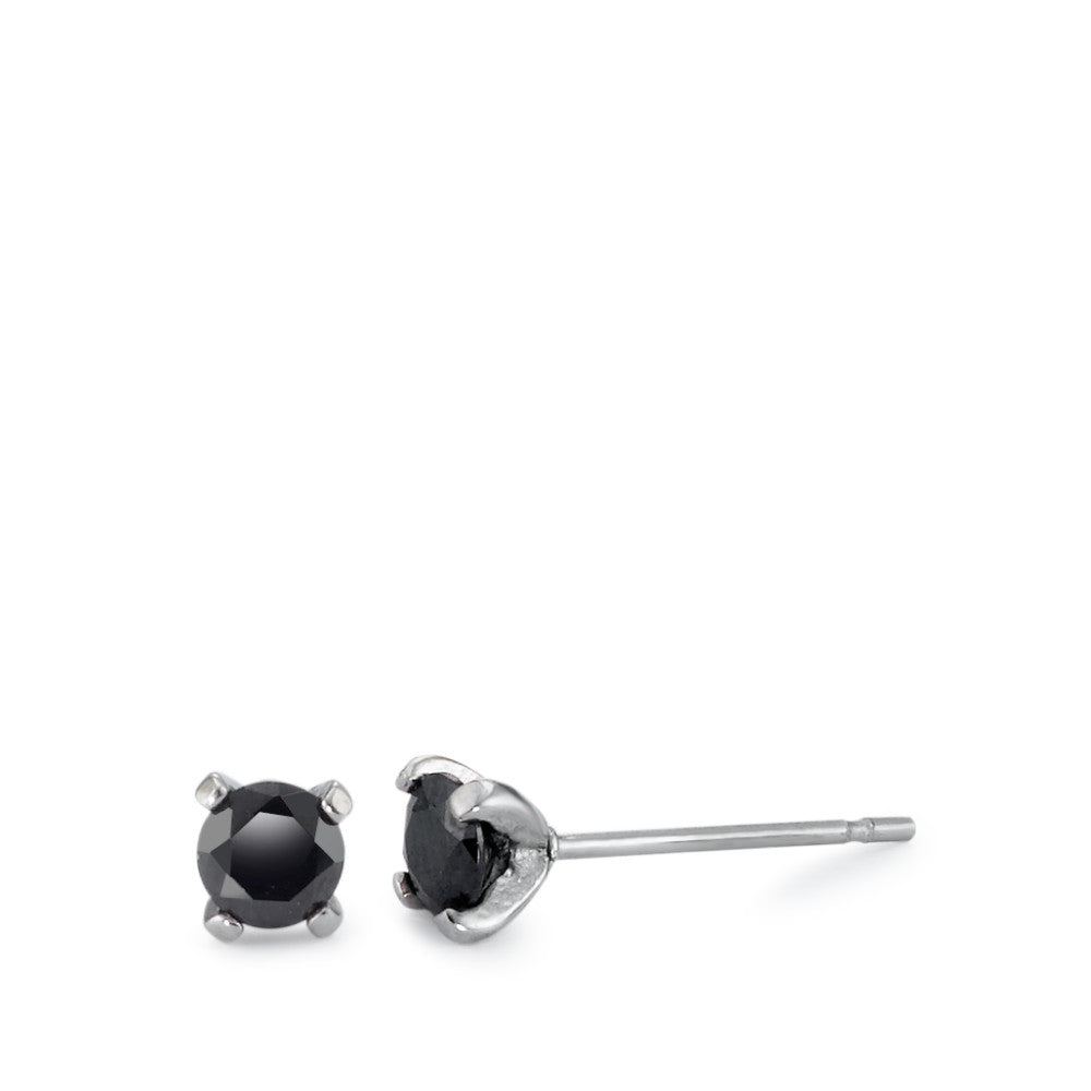 Stud earrings Stainless steel Zirconia 2 Stones Ø4 mm