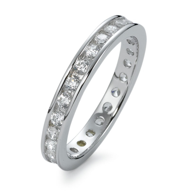 Memory ring Silver Zirconia White Rhodium plated