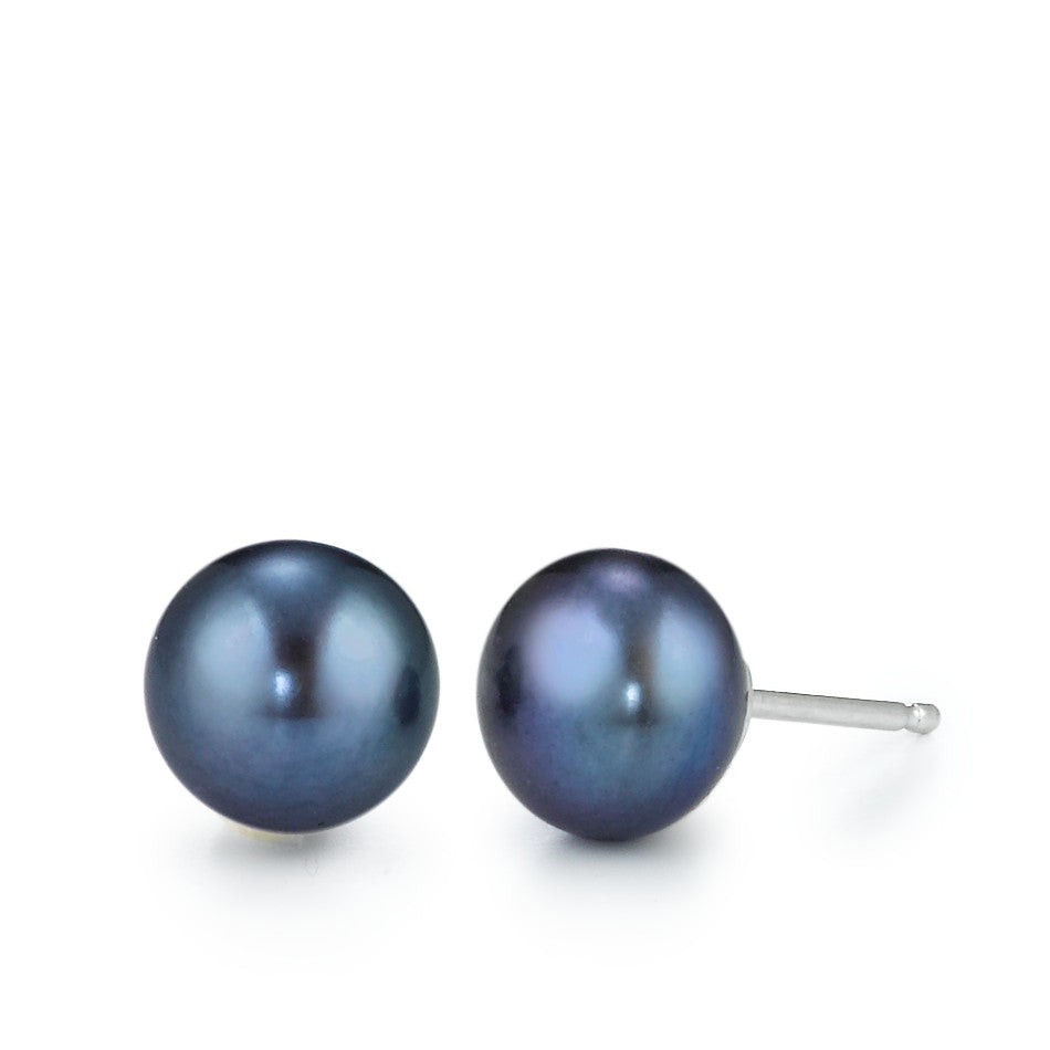 Stud earrings Silver Rhodium plated Freshwater pearl