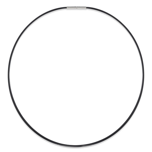 Necklace Rubber, Stainless steel 40 cm