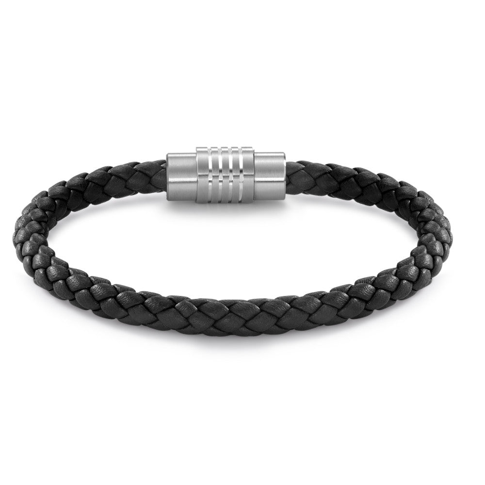 Bracelet Stainless steel, Leather 17 cm Ø6.5 mm