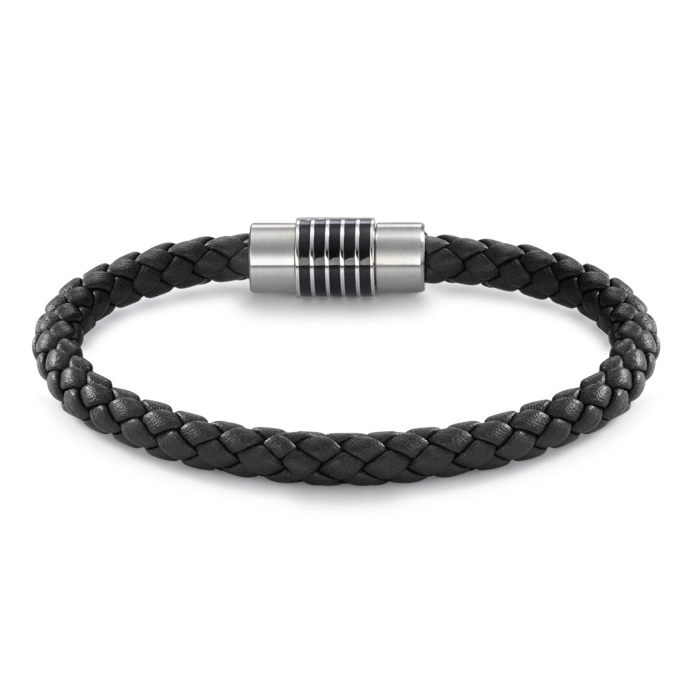 Bracelet Stainless steel, Leather, Ceramic 19 cm Ø6.5 mm