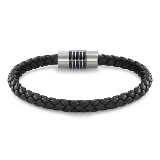 Bracelet Stainless steel, Leather, Ceramic 19 cm Ø6.5 mm