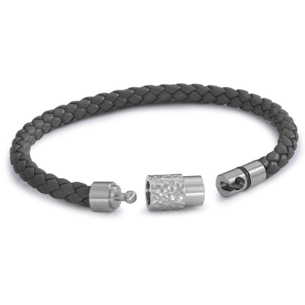 Bracelet Stainless steel, Leather 18 cm Ø6.5 mm