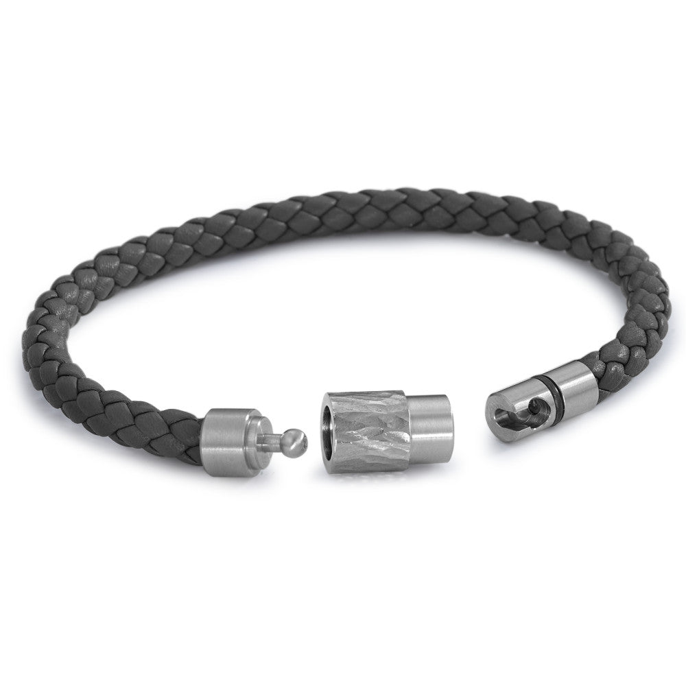 Bracelet Stainless steel, Leather 19 cm Ø6.5 mm