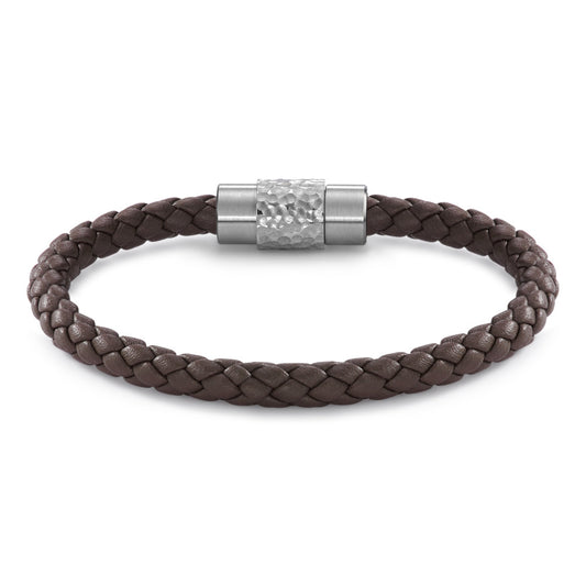 Bracelet Stainless steel, Leather 19 cm Ø6.5 mm