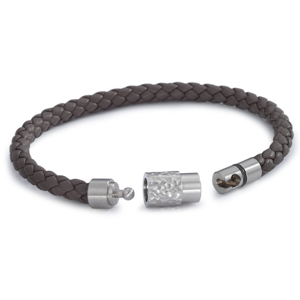 Bracelet Stainless steel, Leather 19 cm Ø6.5 mm