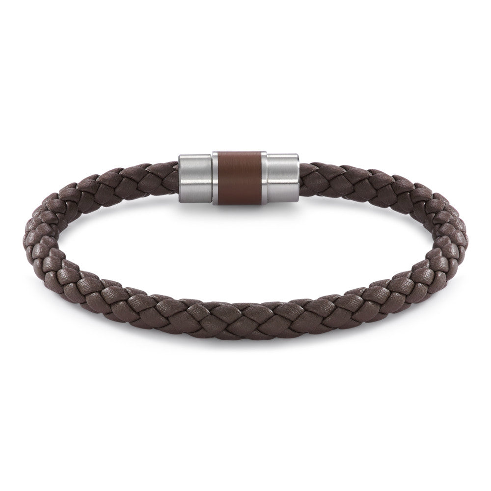 Bracelet Stainless steel, Leather, Ceramic 19 cm Ø6.5 mm