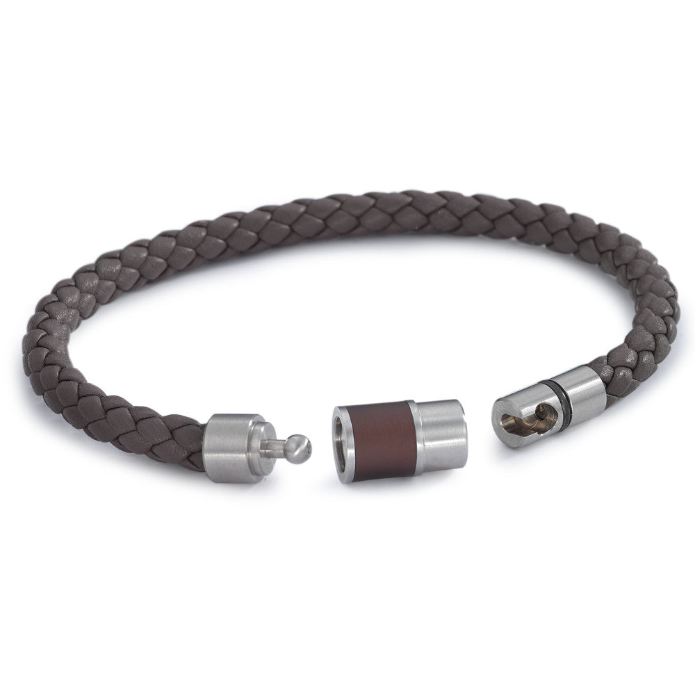 Bracelet Stainless steel, Leather, Ceramic 19 cm Ø6.5 mm