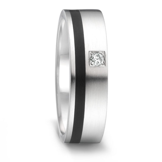 Wedding Ring Stainless steel, Ceramic Diamond 0.04 ct, tw-si