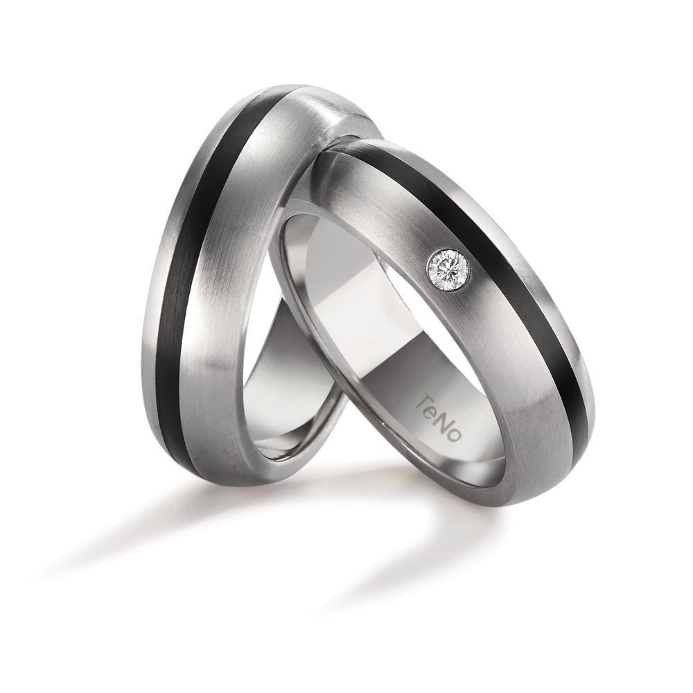 Wedding Ring Stainless steel, Ceramic Diamond 0.04 ct, tw-si