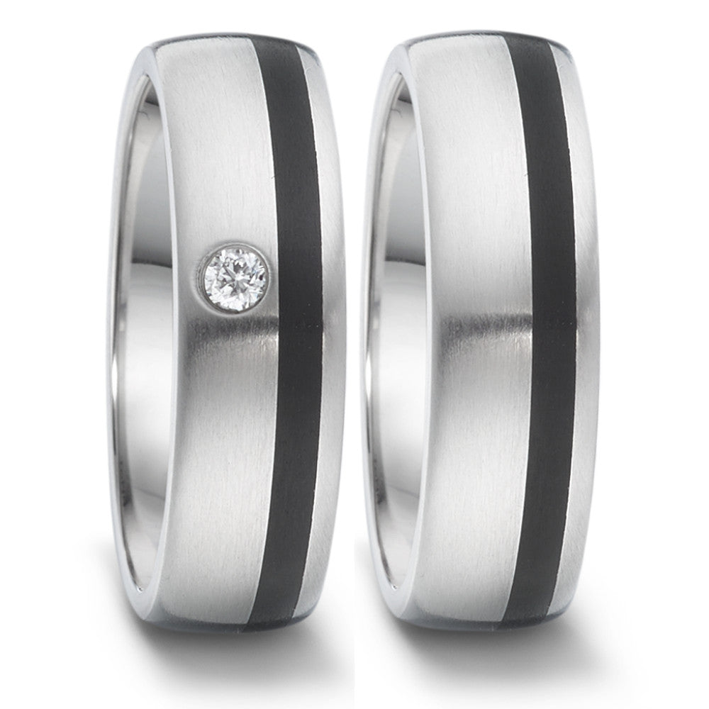 Wedding Ring Stainless steel, Ceramic Diamond 0.04 ct, tw-si
