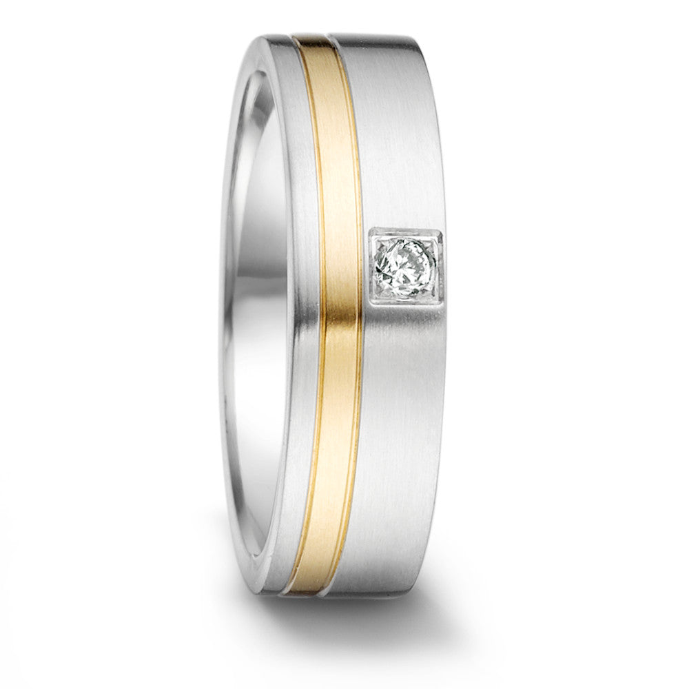 Wedding Ring Stainless steel, 18k Yellow Gold Diamond 0.04 ct, tw-si