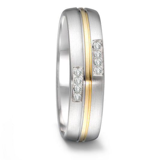 Wedding Ring Stainless steel, 18k Yellow Gold Diamond 0.064 ct, 8 Stones, tw-si