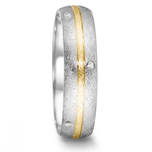Wedding Ring Stainless steel, 18k Yellow Gold Diamond 0.064 ct, 8 Stones, tw-si