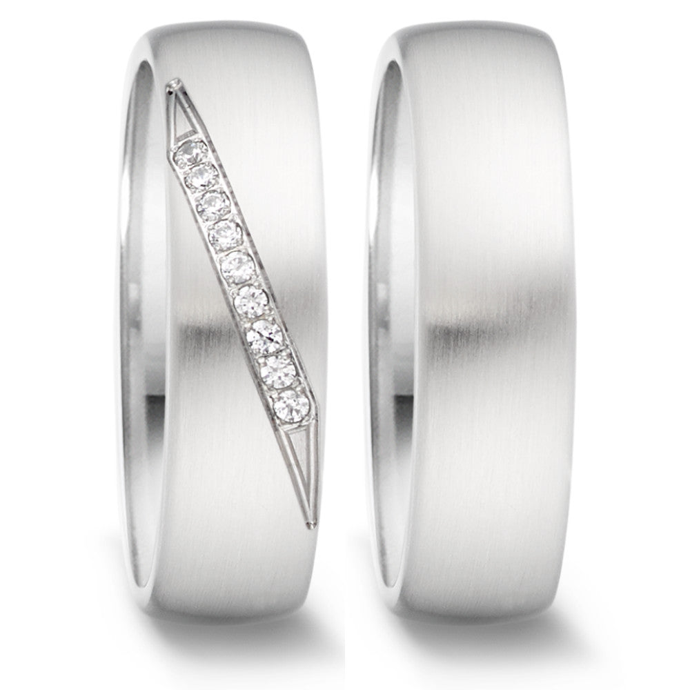 Wedding Ring Stainless steel Diamond 0.072 ct, 9 Stones, tw-si