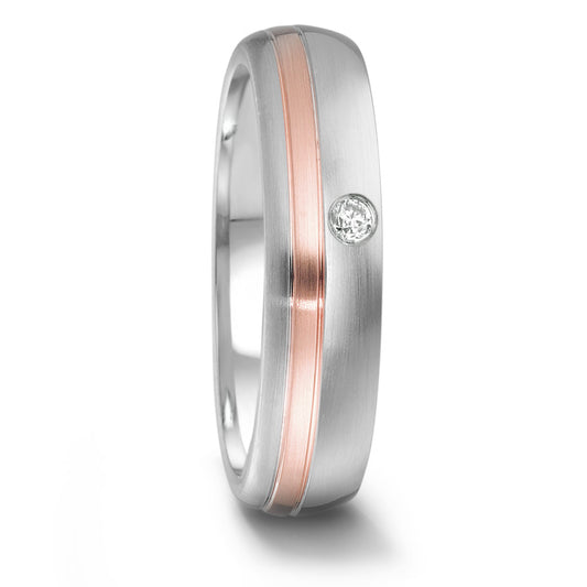 Wedding Ring Stainless steel, 18k Rose Gold Diamond 0.04 ct, tw-si