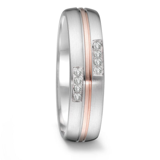Wedding Ring Stainless steel, 18k Rose Gold Diamond 0.064 ct, 8 Stones, tw-si