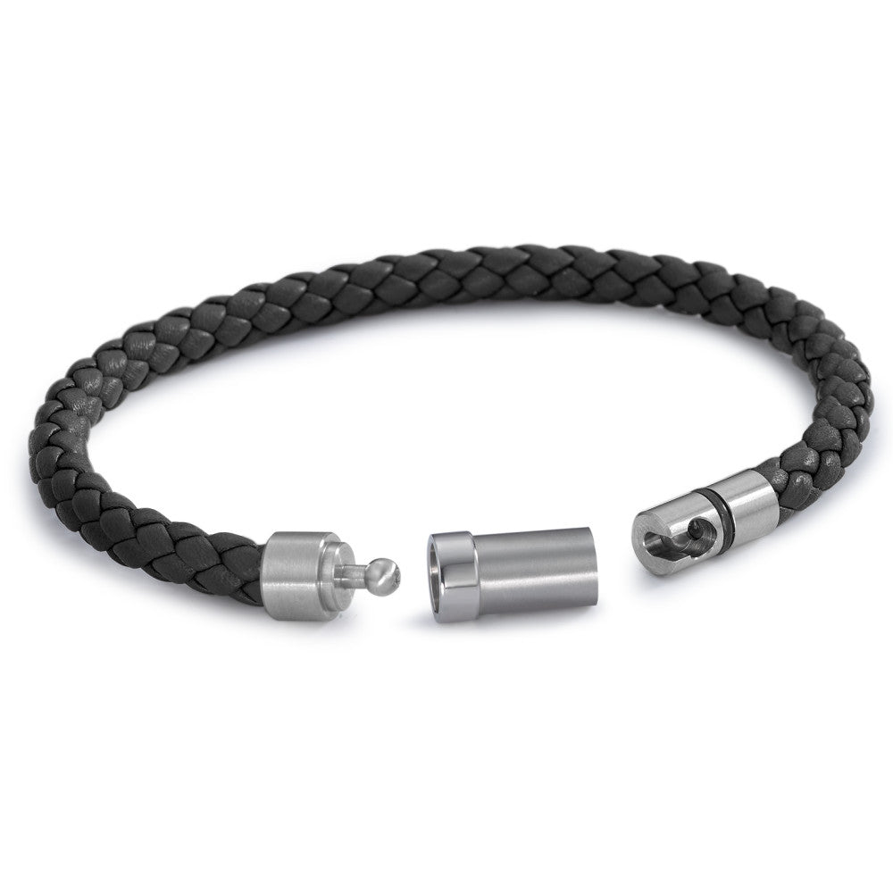 Bracelet Stainless steel, Leather 18 cm Ø6.5 mm