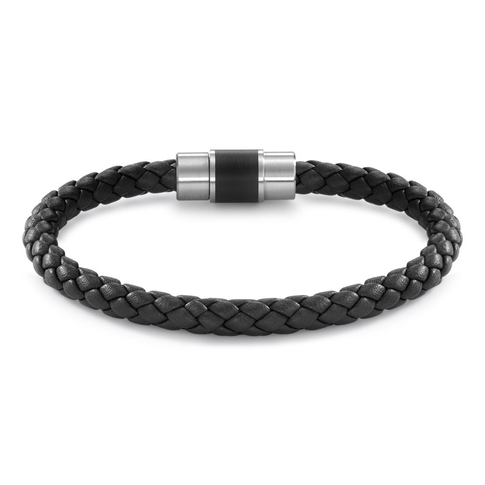 Bracelet Stainless steel, Leather, Ceramic 18 cm Ø6.5 mm