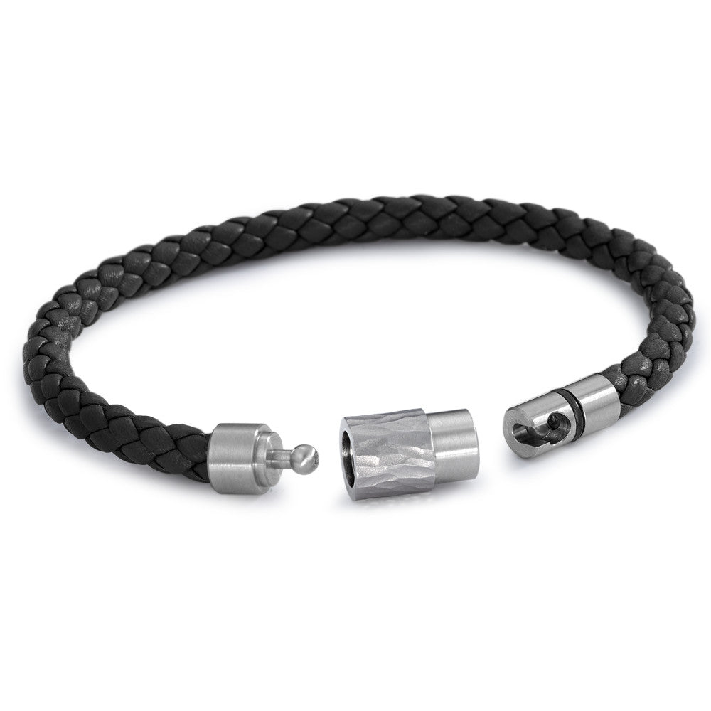 Bracelet Stainless steel, Leather 20 cm Ø6.5 mm