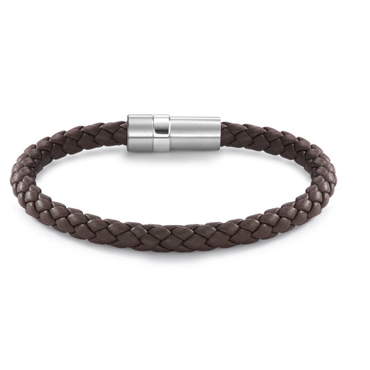 Bracelet Stainless steel, Leather 21 cm Ø6.5 mm