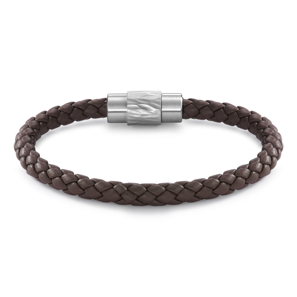 Bracelet Stainless steel, Leather 21 cm Ø6.5 mm