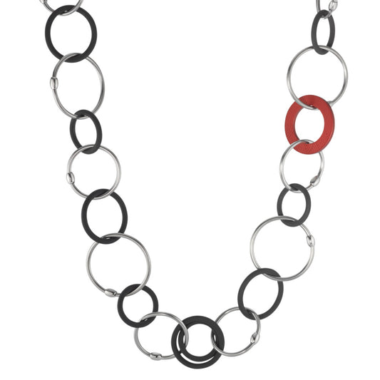 Necklace Stainless steel, Rubber 60 cm