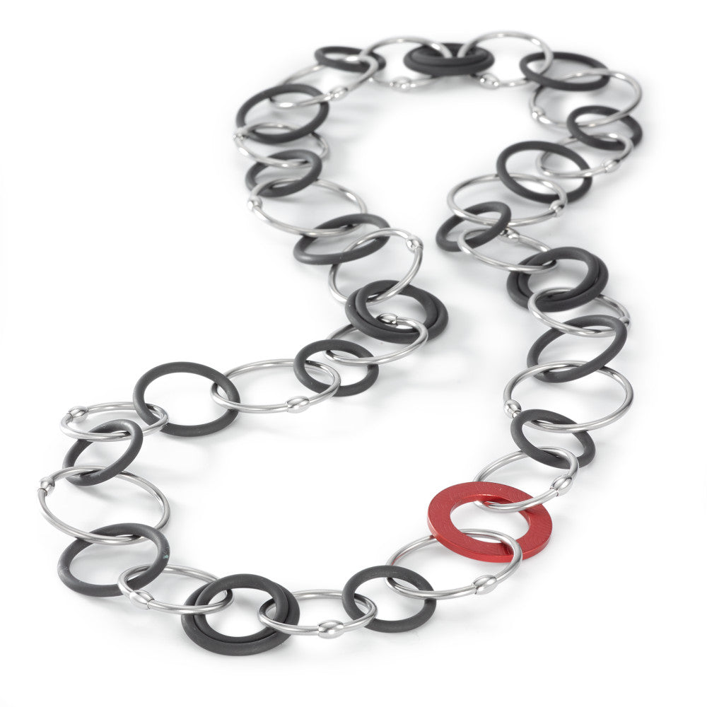 Necklace Stainless steel, Rubber 60 cm