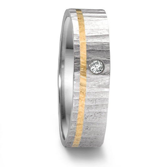 Wedding Ring Stainless steel, 18k Yellow Gold Diamond 0.04 ct, tw-si